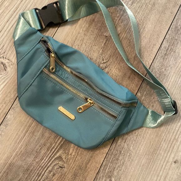 Sea Foam Green Colored Two Pouch Fanny Pack - Picture 2 of 5
